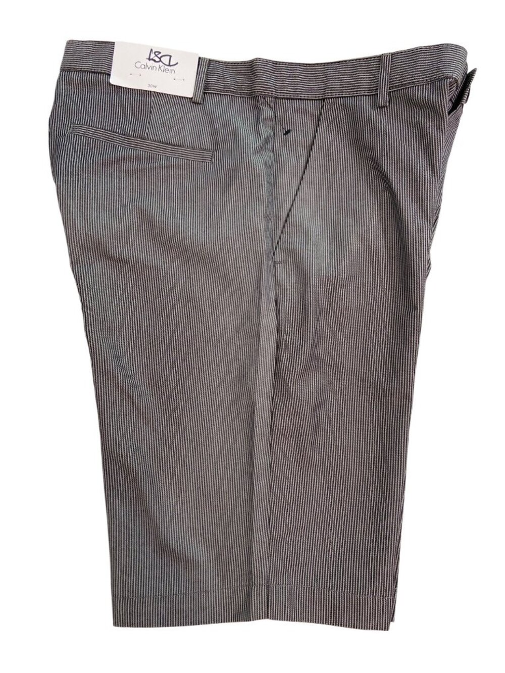 Calvin Klein Mens Striped Gray Shorts size 30W 100% Cotton Preppy style golf Sma